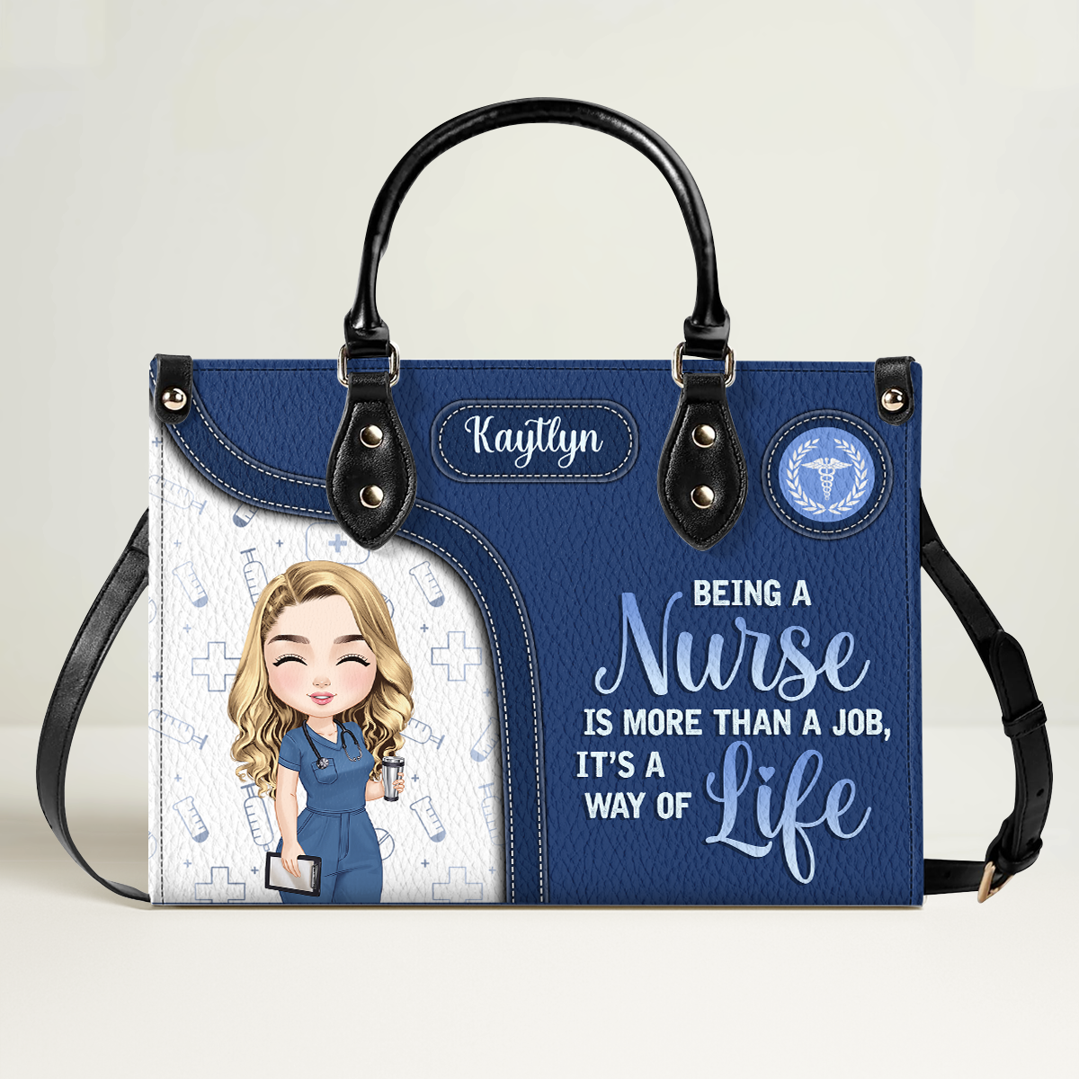 Nurse Job Is A Way Of Life - Personalized Custom Leather Handbag