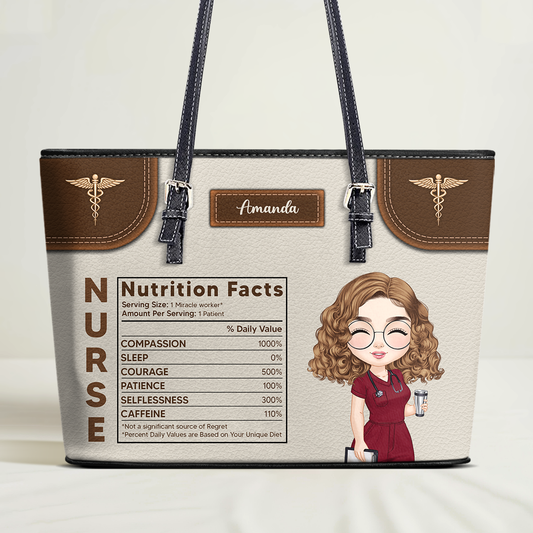 Nurse Nutrition - Personalized Custom Nurse Leather Tote Bag
