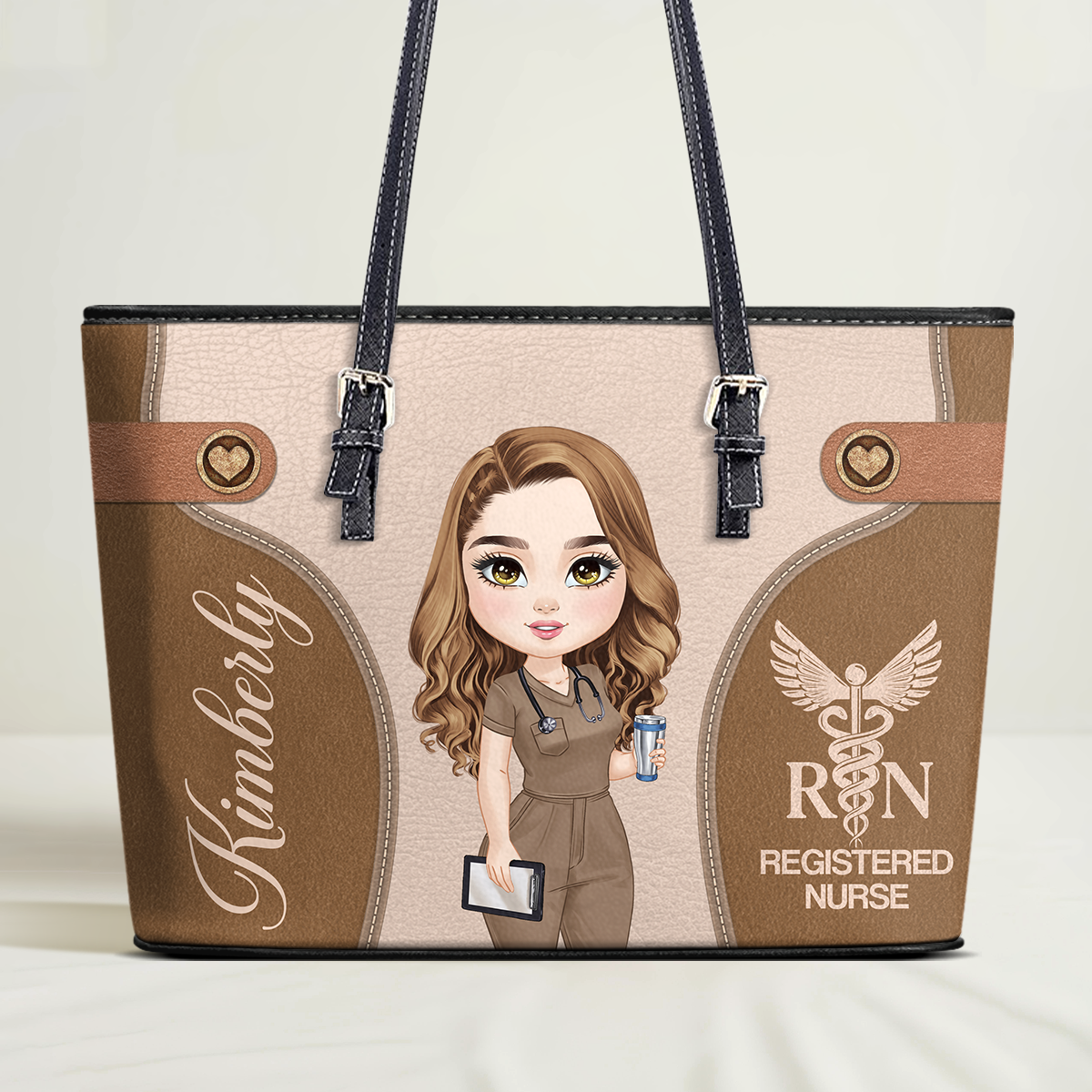 Nurse On Fire - Personalized Custom Nurse Leather Tote Bag