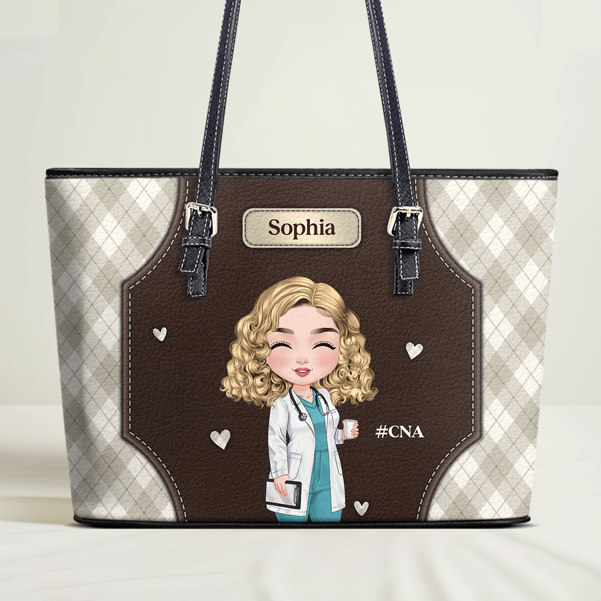 Nurse Queen - Personalized Custom Nurse Leather Tote Bag