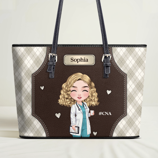 Nurse Queen - Personalized Custom Nurse Leather Tote Bag