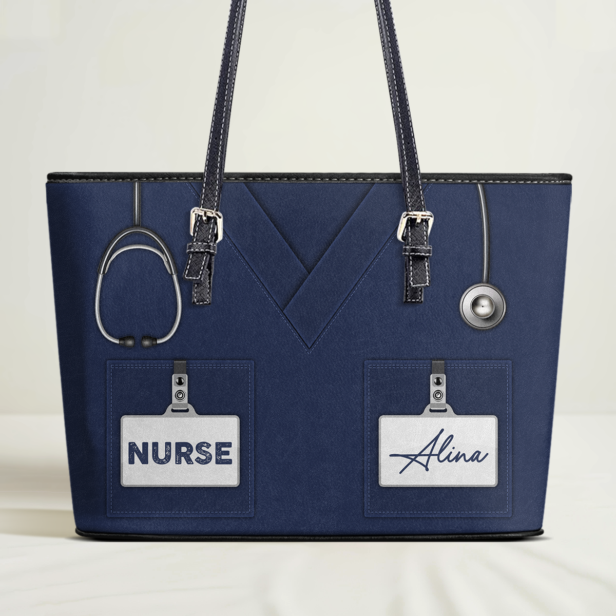 Nurse Uniform - Personalized Custom Nurse Leather Tote Bag