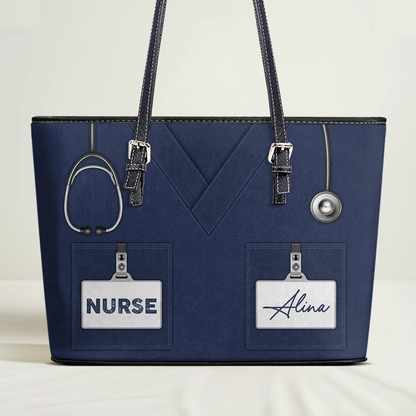 Nurse Uniform - Personalized Custom Nurse Leather Tote Bag