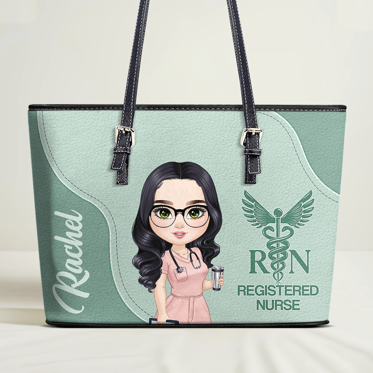 Nurse With Beautiful Love - Personalized Custom Nurse Leather Tote Bag