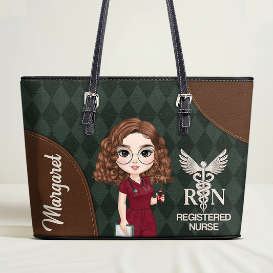 Nurse With Crazy Life - Personalized Custom Nurse Leather Tote Bag