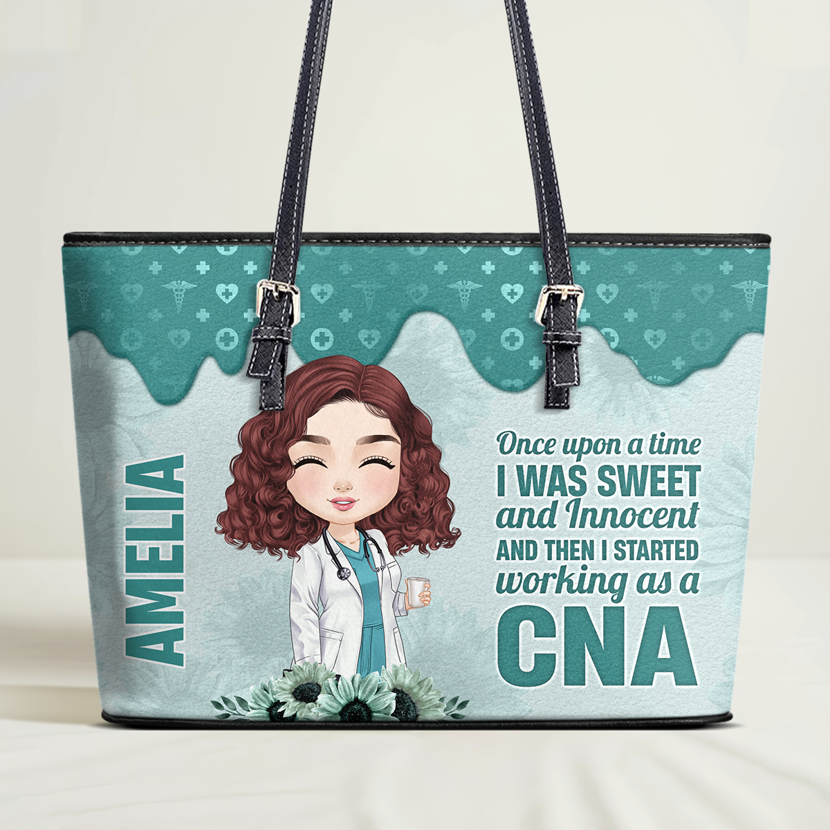 Once Upon A Time - Personalized Custom Nurse Leather Tote Bag