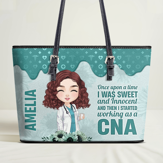 Once Upon A Time - Personalized Custom Nurse Leather Tote Bag
