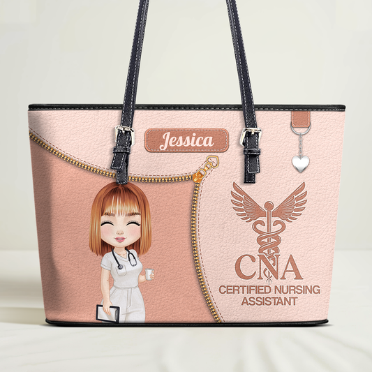 Pastel Color Nurse - Personalized Custom Nurse Leather Tote Bag