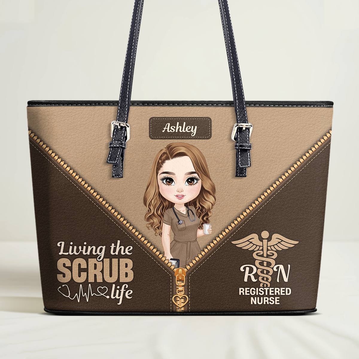 Perfect Scrub Life - Personalized Custom Nurse Leather Tote Bag