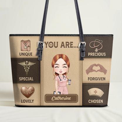 Precious Nurse Life - Personalized Custom Nurse Leather Tote Bag