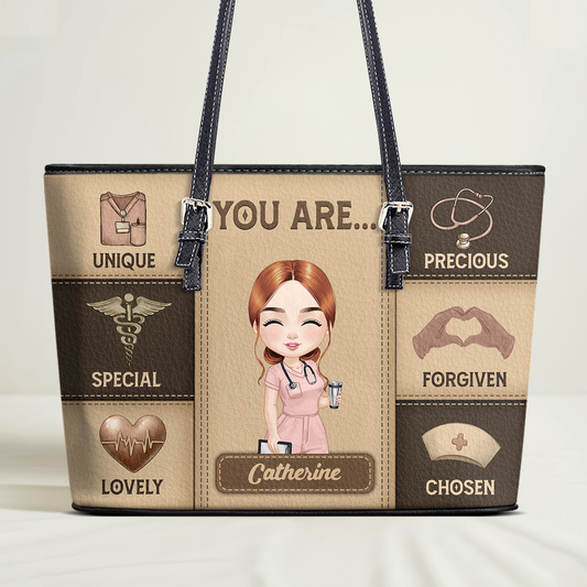 Precious Nurse Life - Personalized Custom Nurse Leather Tote Bag