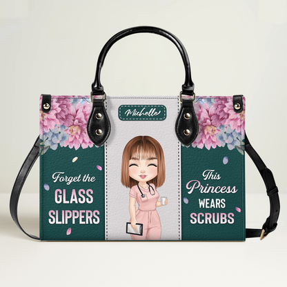 Princess Wears Scrubs - Personalized Custom Leather Handbag