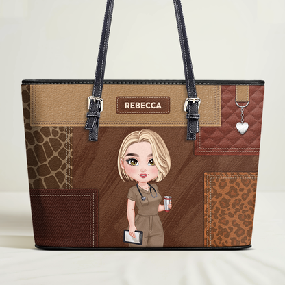 Rainbow Nurse - Personalized Custom Nurse Leather Tote Bag