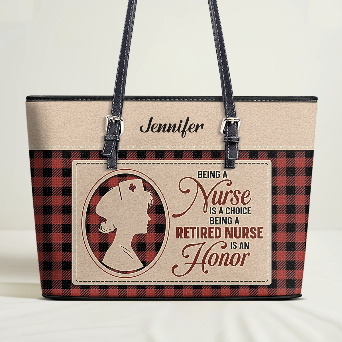 Retired Nurse - Personalized Custom Nurse Leather Tote Bag