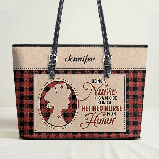 Retired Nurse - Personalized Custom Nurse Leather Tote Bag