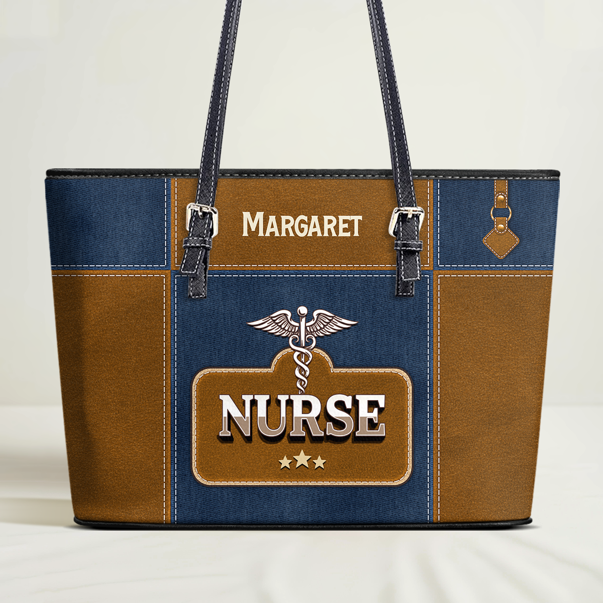 Retro Style Nurse - Personalized Custom Nurse Leather Tote Bag