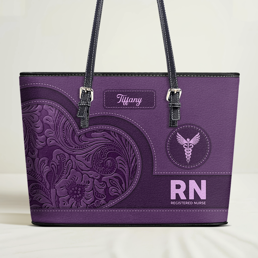 Seamless Pattern Nurse - Personalized Custom Nurse Leather Tote Bag