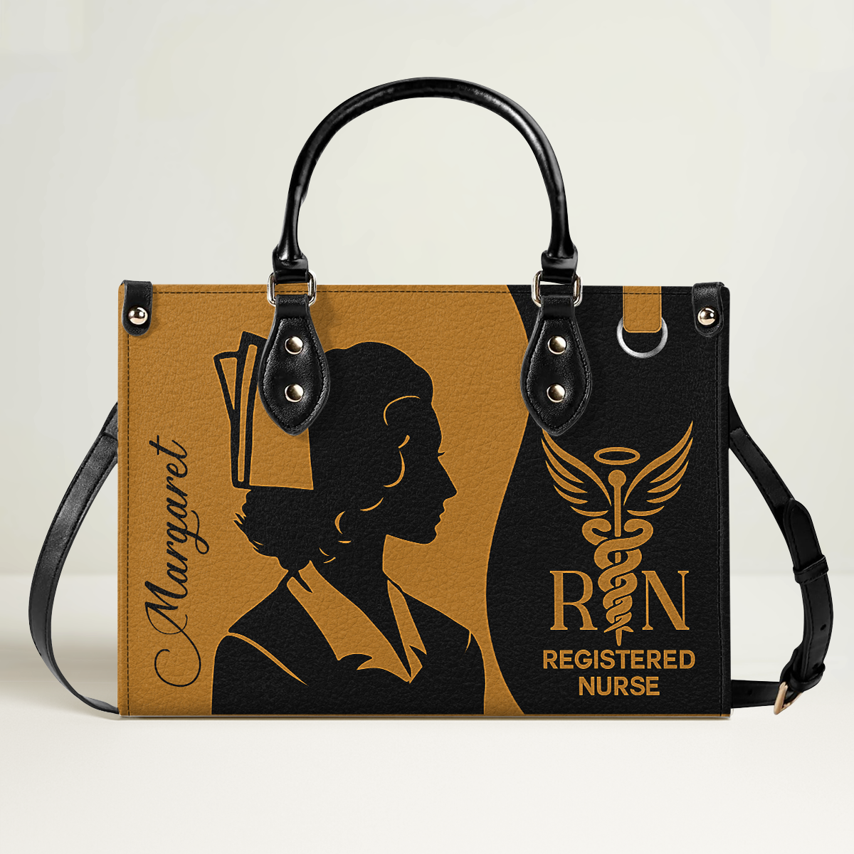 Silhouette Nurse - Personalized Custom Leather Handbag