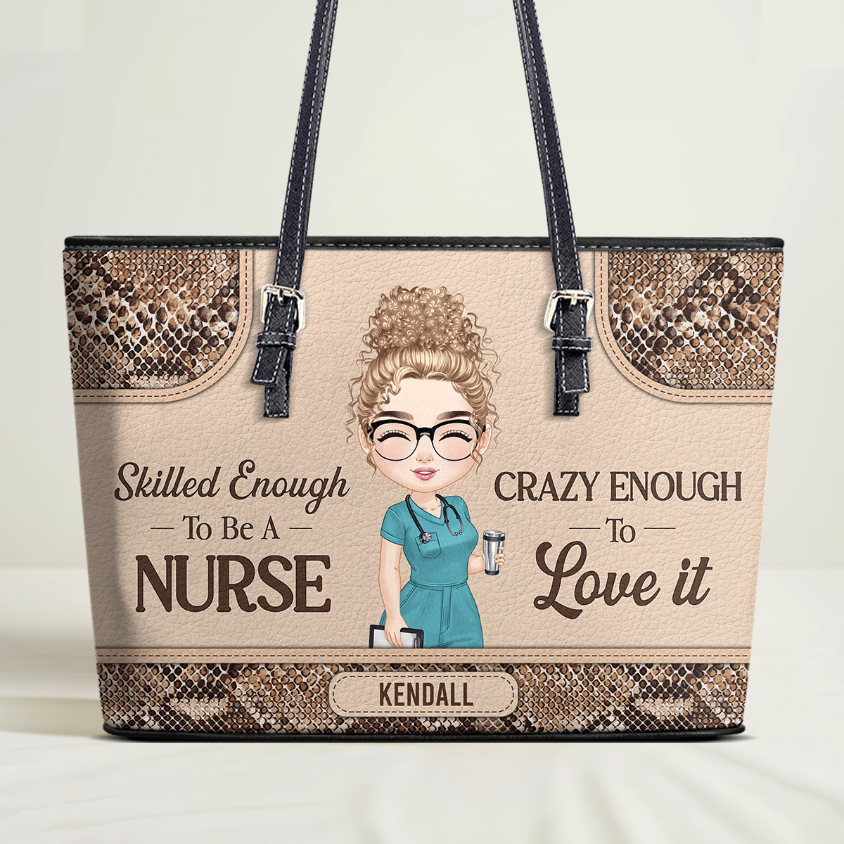 Skilled Nurse - Personalized Custom Nurse Leather Tote Bag