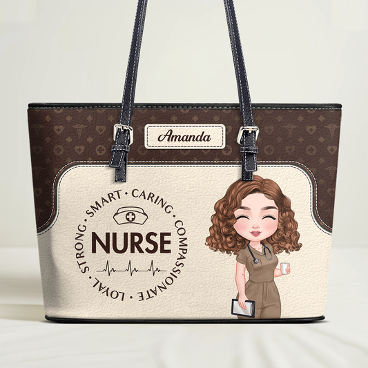 Smart Nurse - Personalized Custom Nurse Leather Tote Bag