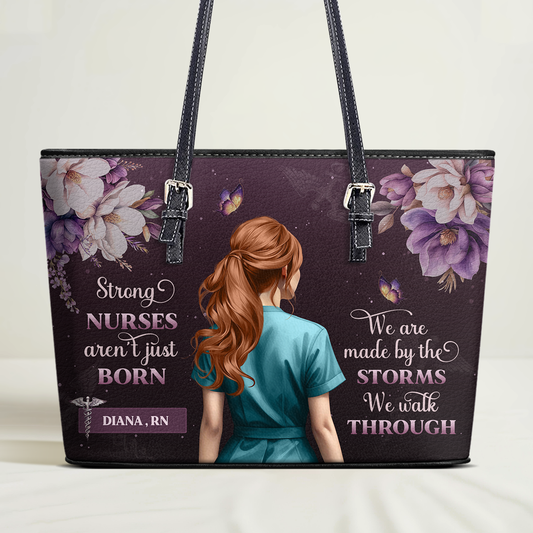 Strong Nurse - Personalized Custom Nurse Leather Tote Bag