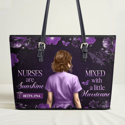 Sunshine Nurses - Personalized Custom Nurse Leather Tote Bag