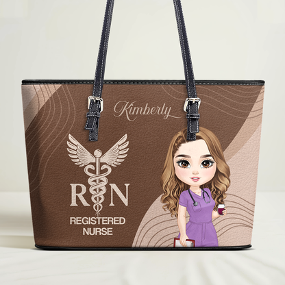 The Nurse - Personalized Custom Nurse Leather Tote Bag