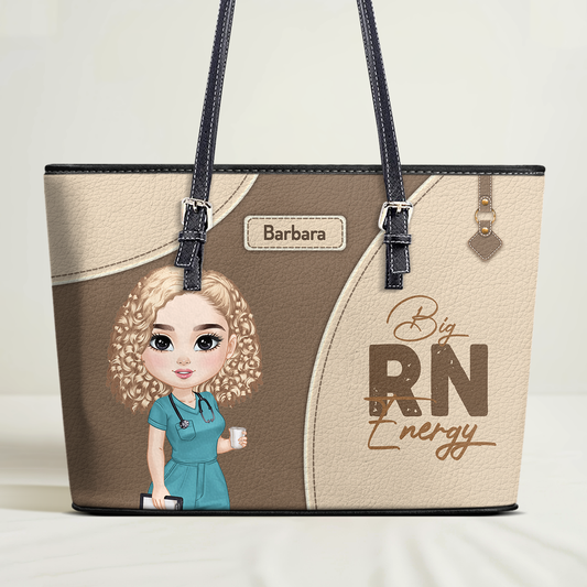 This Nurse Energy - Personalized Custom Nurse Leather Tote Bag
