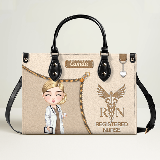 Watercolor Nurse - Personalized Custom Leather Handbag