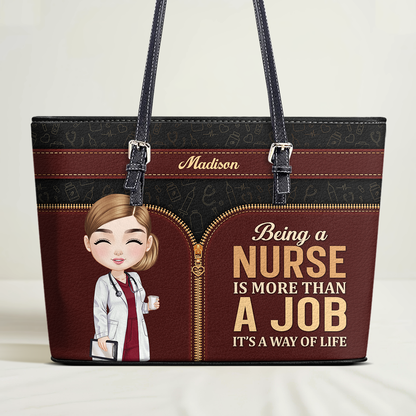 Way Of Life - Personalized Custom Nurse Leather Tote Bag