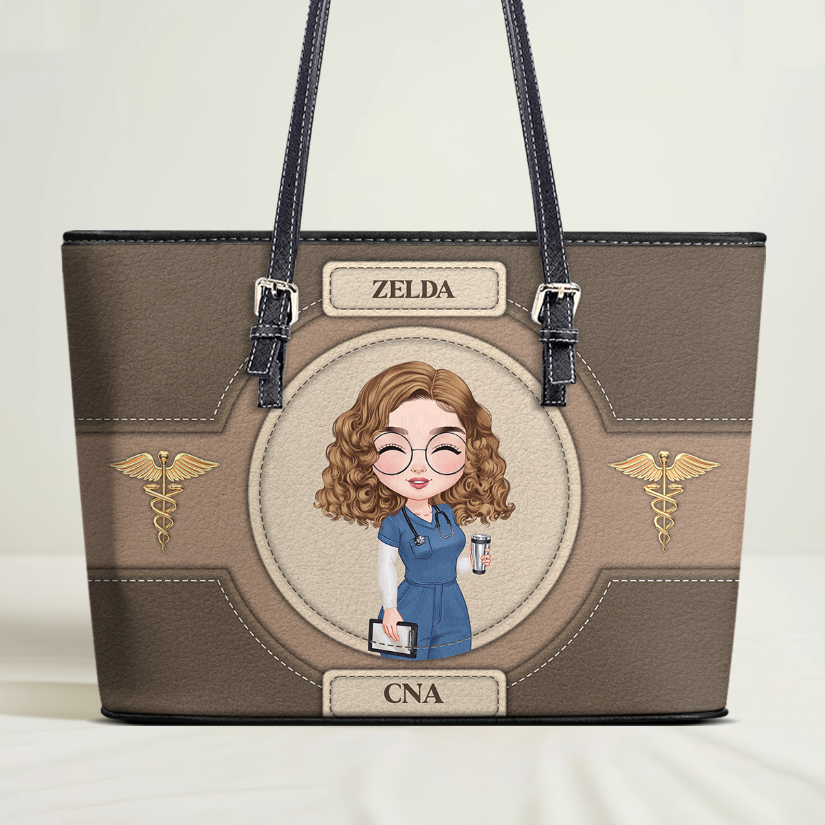 Wonderful Life - Personalized Custom Nurse Leather Tote Bag