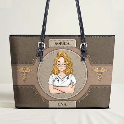 Wonderful Nurse Life - Personalized Custom Nurse Leather Tote Bag