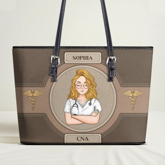 Wonderful Nurse Life - Personalized Custom Nurse Leather Tote Bag