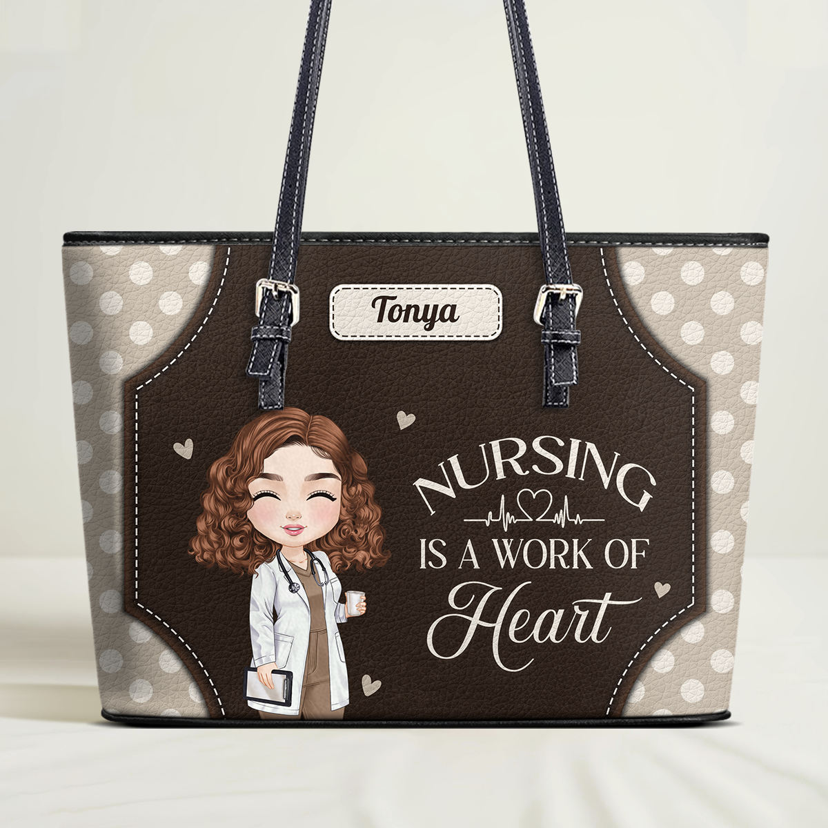 Work Of Heart - Personalized Custom Nurse Leather Tote Bag