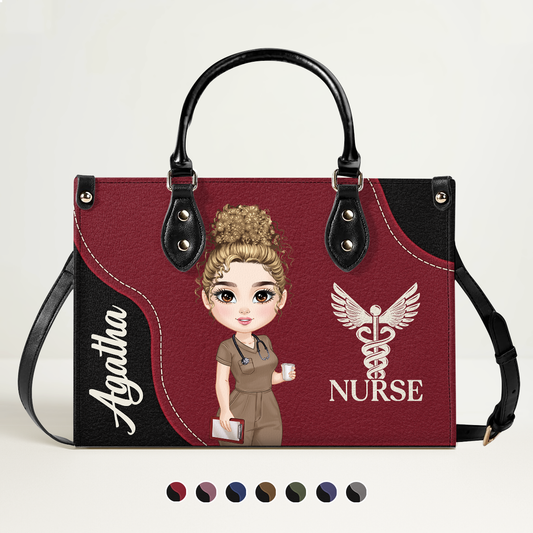 Nurse With Love - Personalized Custom Leather Handbag