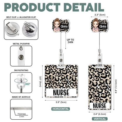 Leopard Vibe Nurse - Personalized Nurse Badge Reel & Buddy Set
