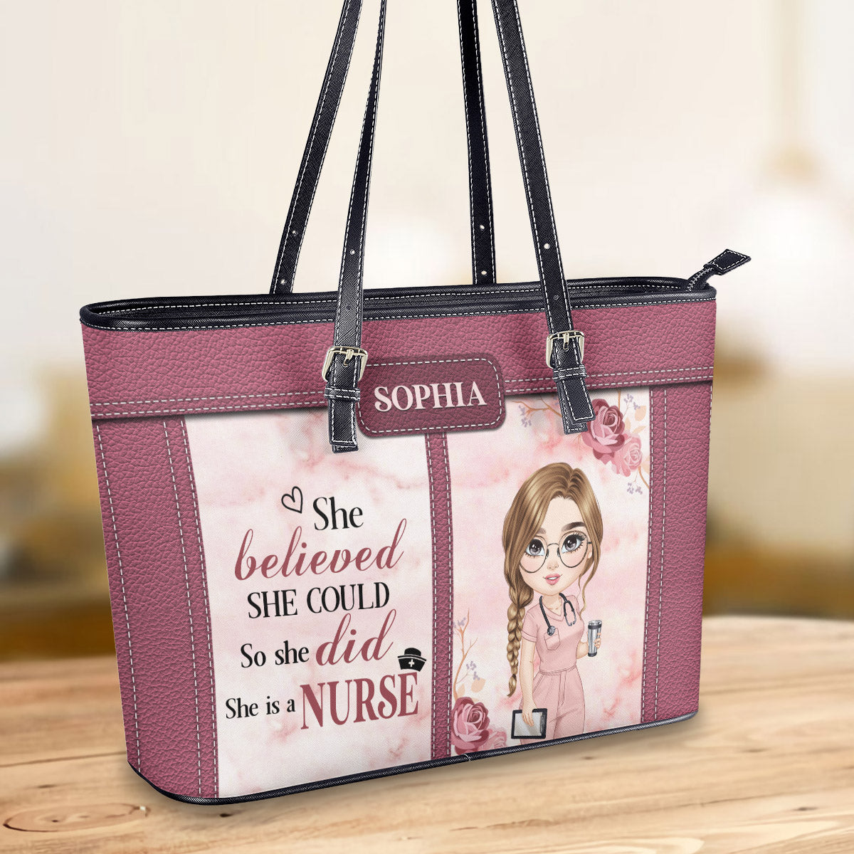 personalized custom nurse tote bag