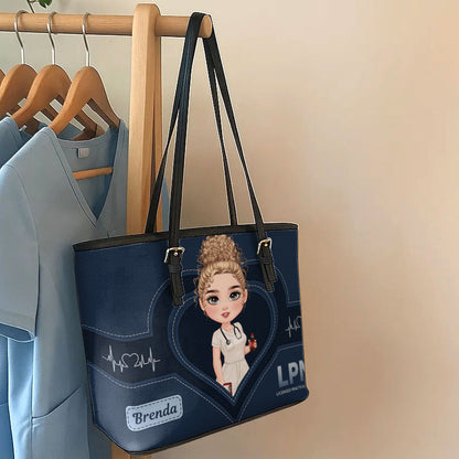 The Scrub Life - Personalized Custom Nurse Leather Tote Bag