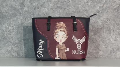 Nurse With Love - Personalized Custom Nurse Leather Tote Bag