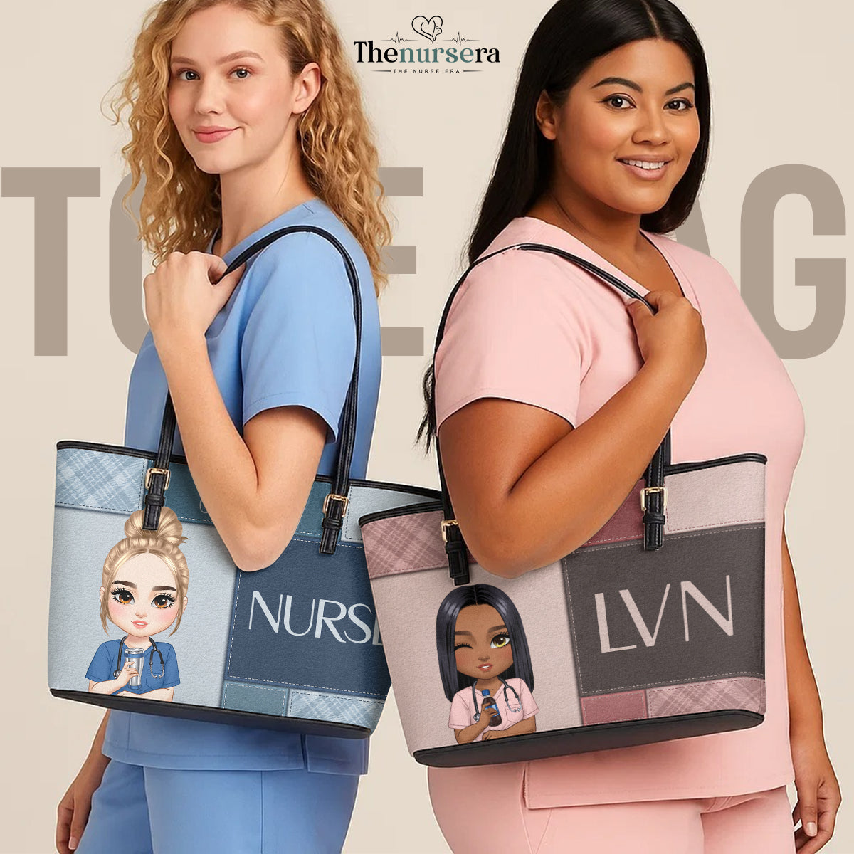 Nurse Est 2025 - Personalized Custom Nurse Leather Tote Bag